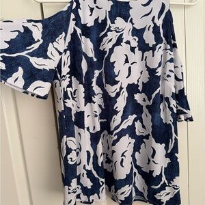 INC International Concepts Blue and White Patterned Top